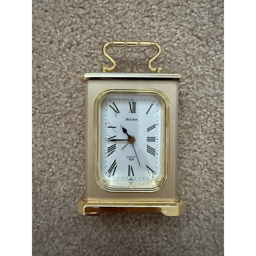 Vintage Bulova Quartz Desk Travel Clock Battery Operated not included WORKING